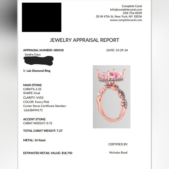 7.27ct 14k Rose Gold Custom Designed Pink Lab Diamond Engagement Ring Size 5 ✨💍 - Picture 10 of 10